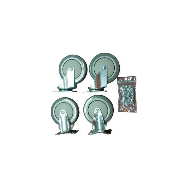 Durham Mfg 5" x 1-1/4" Polyurethane Caster Kit HC-5PU-R/S, 2 Rigid, 2 Swivel